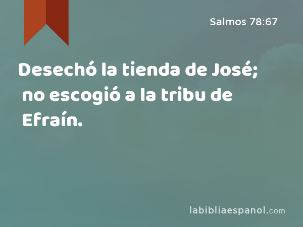 Desechó la tienda de José; no escogió a la tribu de Efraín. - Salmos 78:67