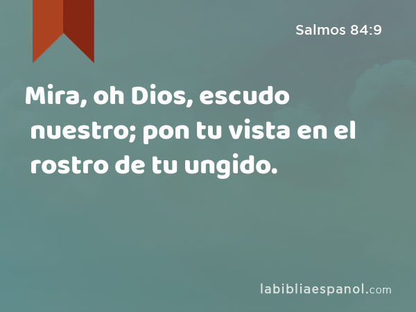 Mira, oh Dios, escudo nuestro; pon tu vista en el rostro de tu ungido. - Salmos 84:9