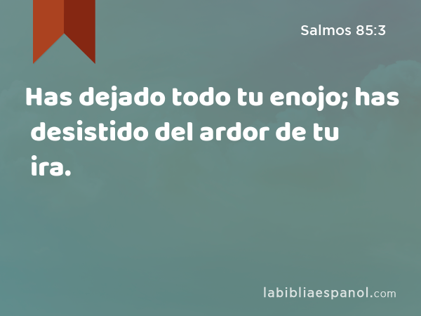 Has dejado todo tu enojo; has desistido del ardor de tu ira. - Salmos 85:3