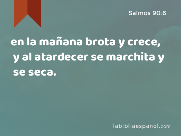 en la mañana brota y crece, y al atardecer se marchita y se seca. - Salmos 90:6