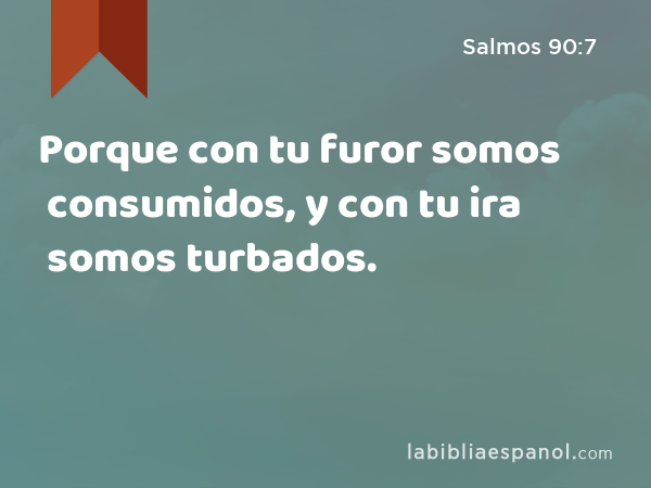 Porque con tu furor somos consumidos, y con tu ira somos turbados. - Salmos 90:7